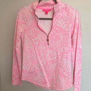 Lilly Pulitzer Pink and White Quarter-Zip Top